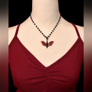 Death Moth skull Necklace Chain Wasp Steampunk Silver Gothic Butterfly Halloween